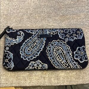 Vera Bradley Navy and White Paisley Quilted Pouch